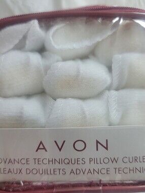 Avon White and Pink Hair Pillow Rollers Set